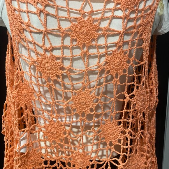 🍄464-You Are UK2LA😁💛 Salmon Mandella Crochet Vest - Picture 5 of 11